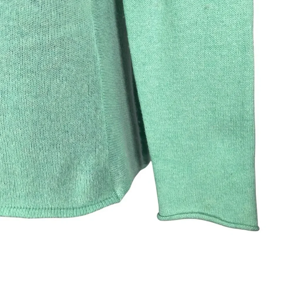 Claudia Nichole Green Cashmere Sweater Open Front Draped Mint Relaxed Waterfall